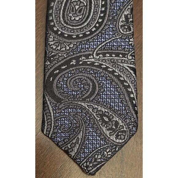 Pronto Uomo Platinum Blue Black Gray Hand Made 100% Silk Made In China - Picture 6 of 9